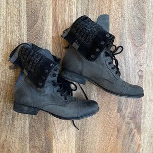 Steve Madden CABLEE Grey Leather Combat Zip Boots 9